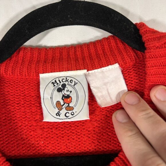 Vintage Mickey Mouse Women's XL Red Knit Crew Neck Long Sleeve Pullover - Picture 6 of 9